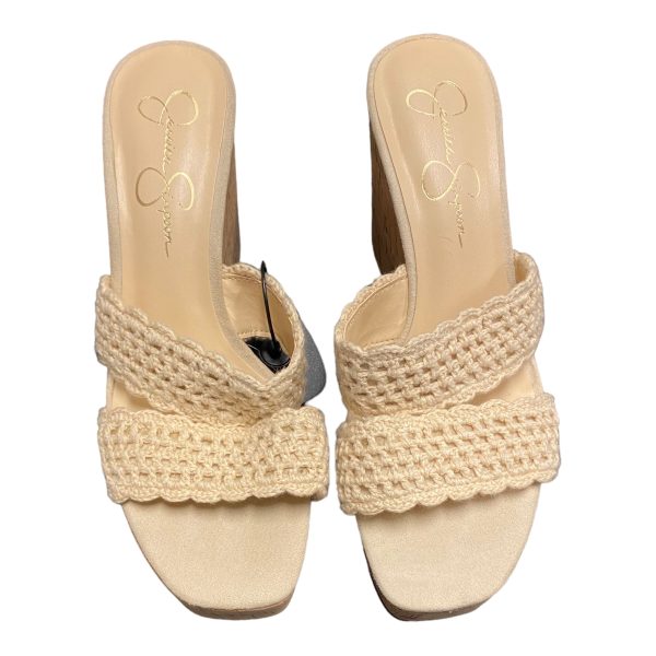 Cream Sandals Heels Wedge Jessica Simpson, Size 9.5 For Sale