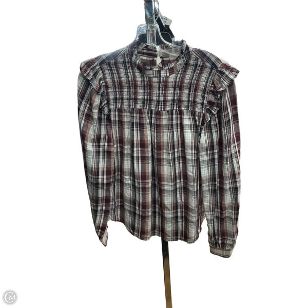 Top Long Sleeve By Loft In Plaid Pattern, Size: S Online