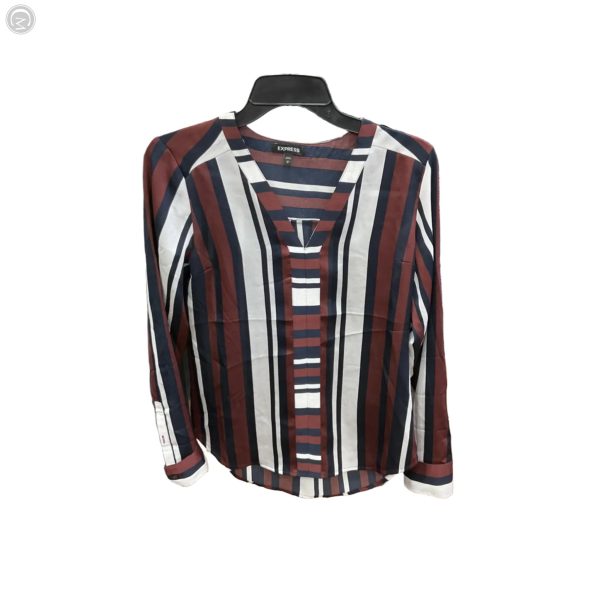 Top Long Sleeve By Express In Striped Pattern, Size: S For Sale